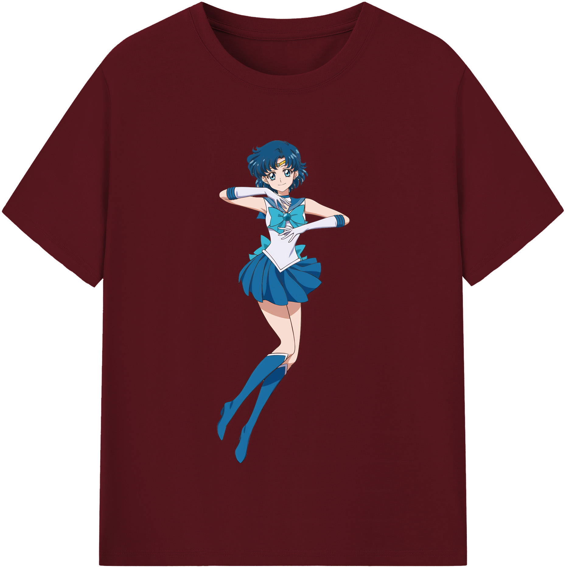 （画像用） 美少女戦士セーラームーン 水野 亜美 みずの あみ Sailor Moon Mizuno Ami 綿100％半袖Tシャツ（フロントプリント）